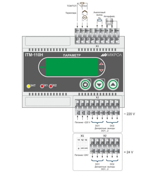 Схема электрического подключения индикатора ИТМ-110Н