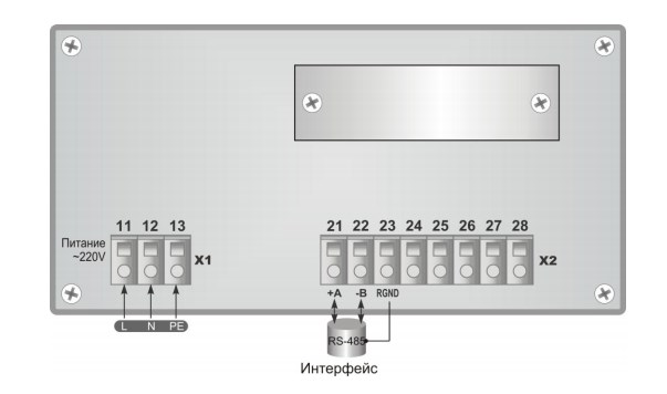 Схема внешних подключений индикатора ИТМ-110С на 220 В