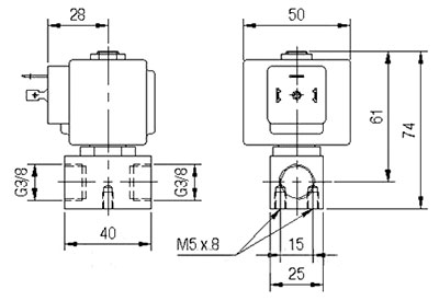 Рис.1. Габаритная схема клапана M2401 (341607)